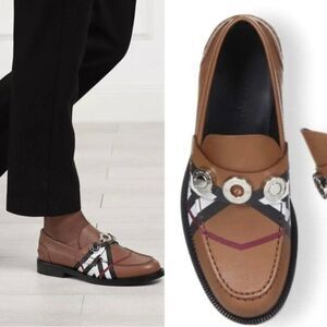 BURBERRY Women's Broadbrook Brown Nova Check Silver Hardware Loafers Siz…